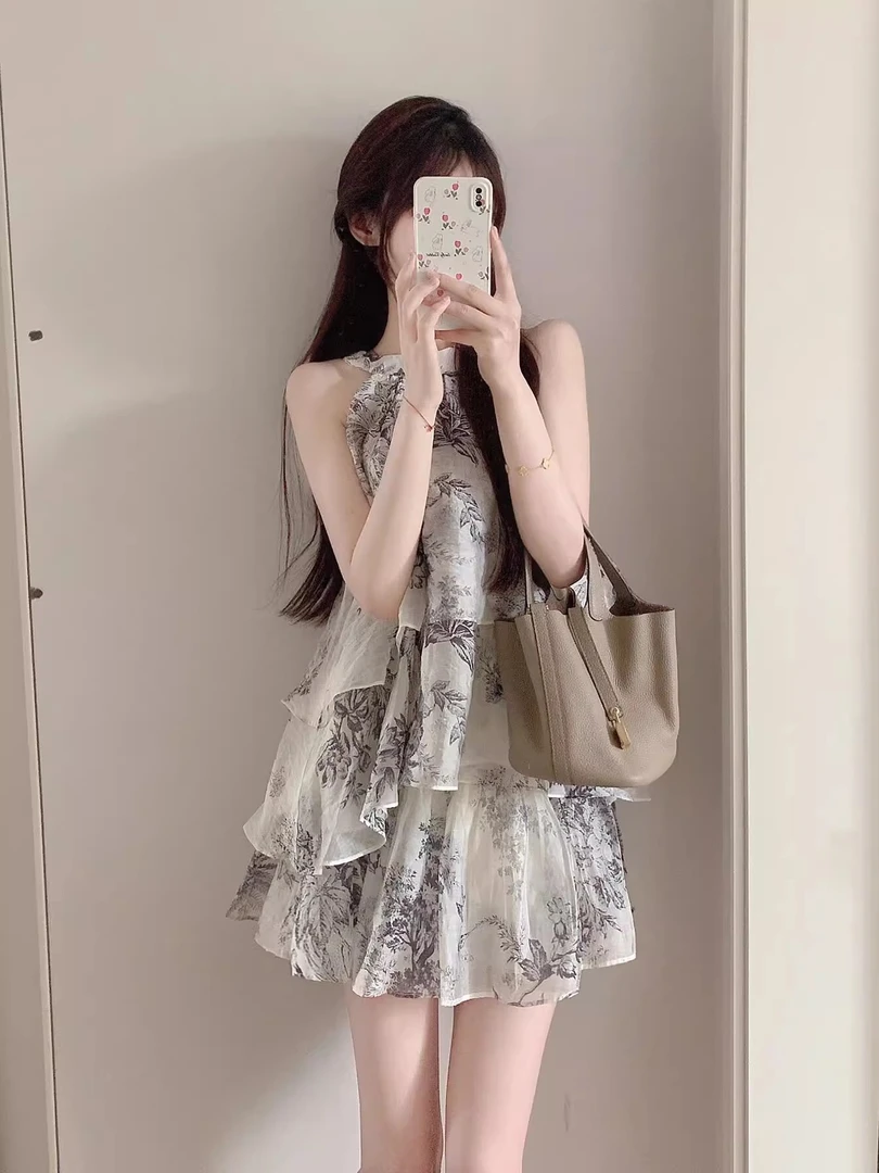 夏季小个子法式复古设计感小众温柔辣妹纯欲风上衣两件套装裙子女