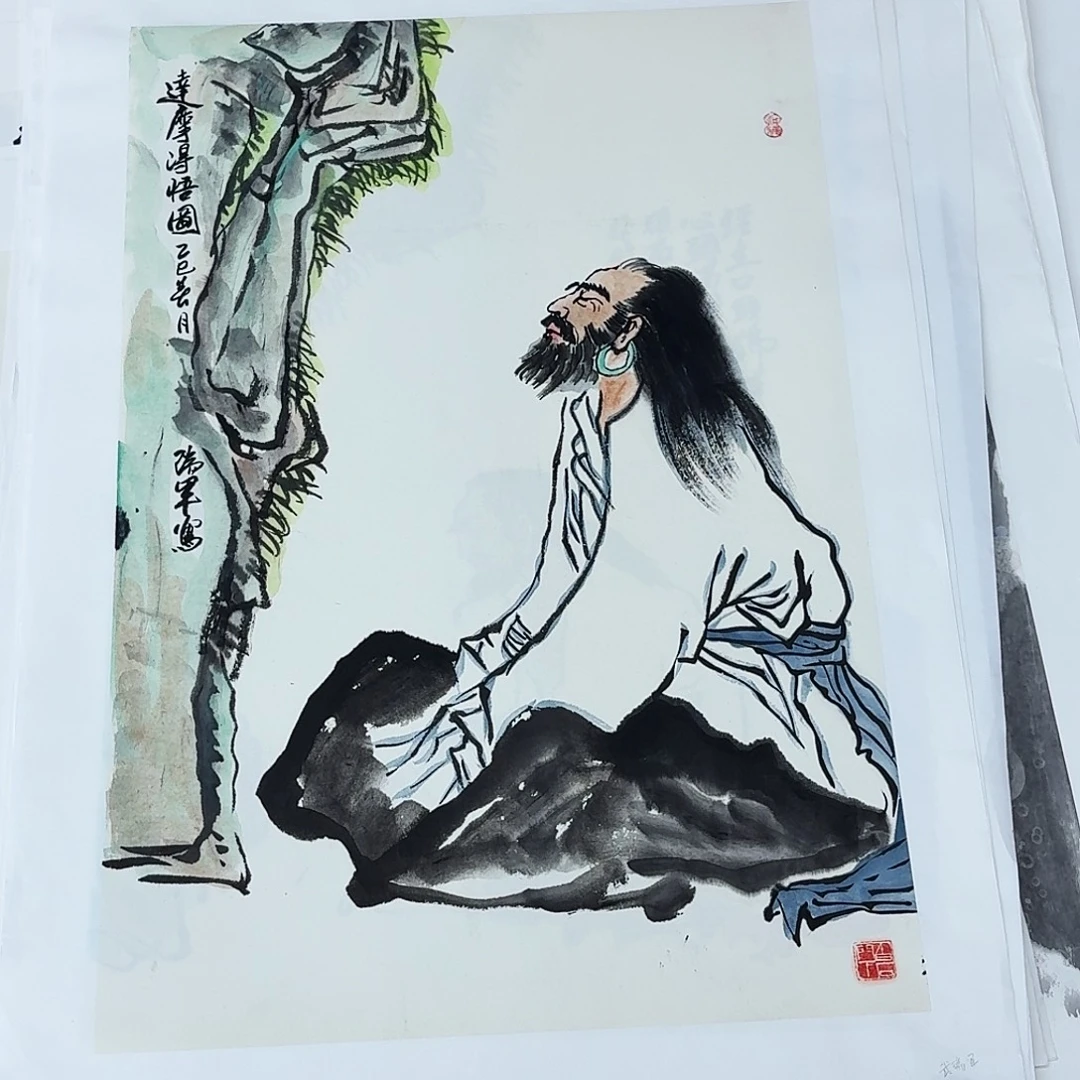 国画四尺三开手绘作品