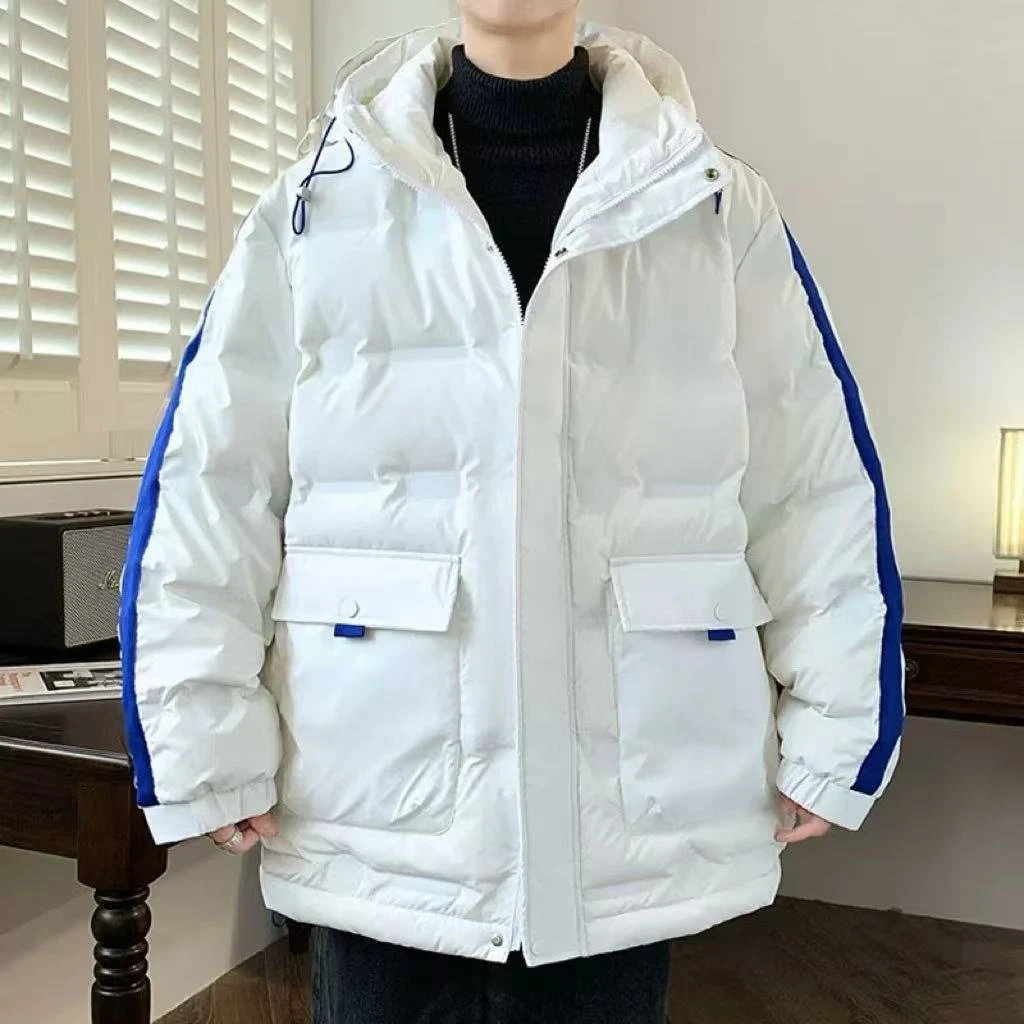 秋冬季时尚潮流白鸭绒连帽羽绒服休闲百搭宽松舒适潮牌保暖外穿男