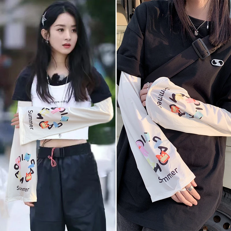 大码宽松冰丝冰袖女款夏季防晒袖套开车防紫外线套袖护袖手套手袖