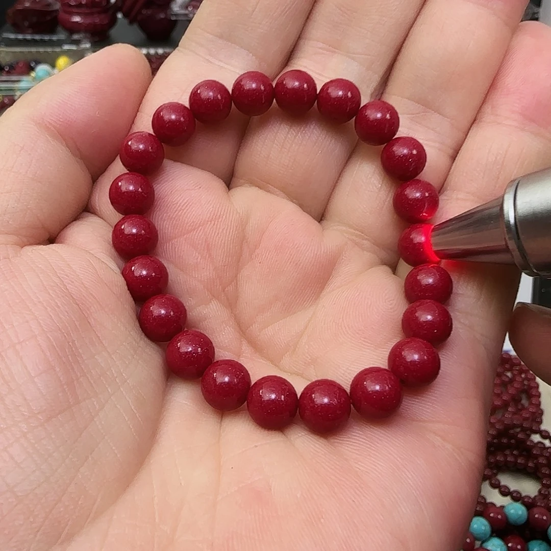 天然辰砂天然晶粉朱砂8MM手串