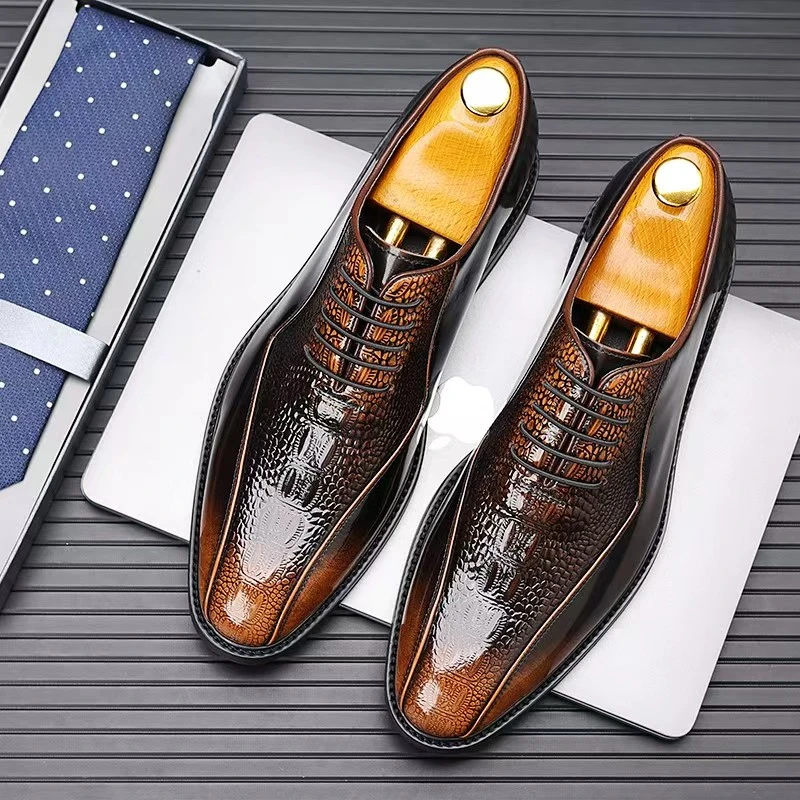 头层牛皮车缝线英伦风平跟纳帕纹休闲皮鞋潮流系带正装结婚