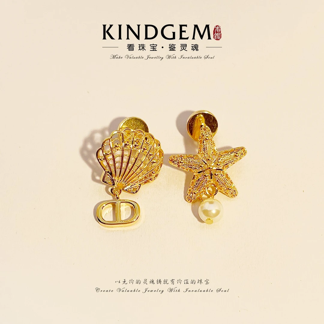 铜合金仿珍珠耳饰 【梵星饰界专属】贝壳星星AB款精致耳环 C-33043