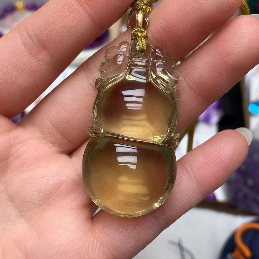 黄晶未镶嵌珠宝半成品L遍地福禄