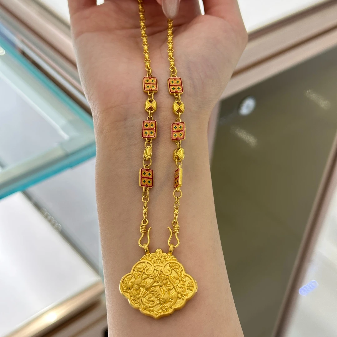 【云中意】足金錾刻如意锁项链 -多样性发货定制不退换GS52