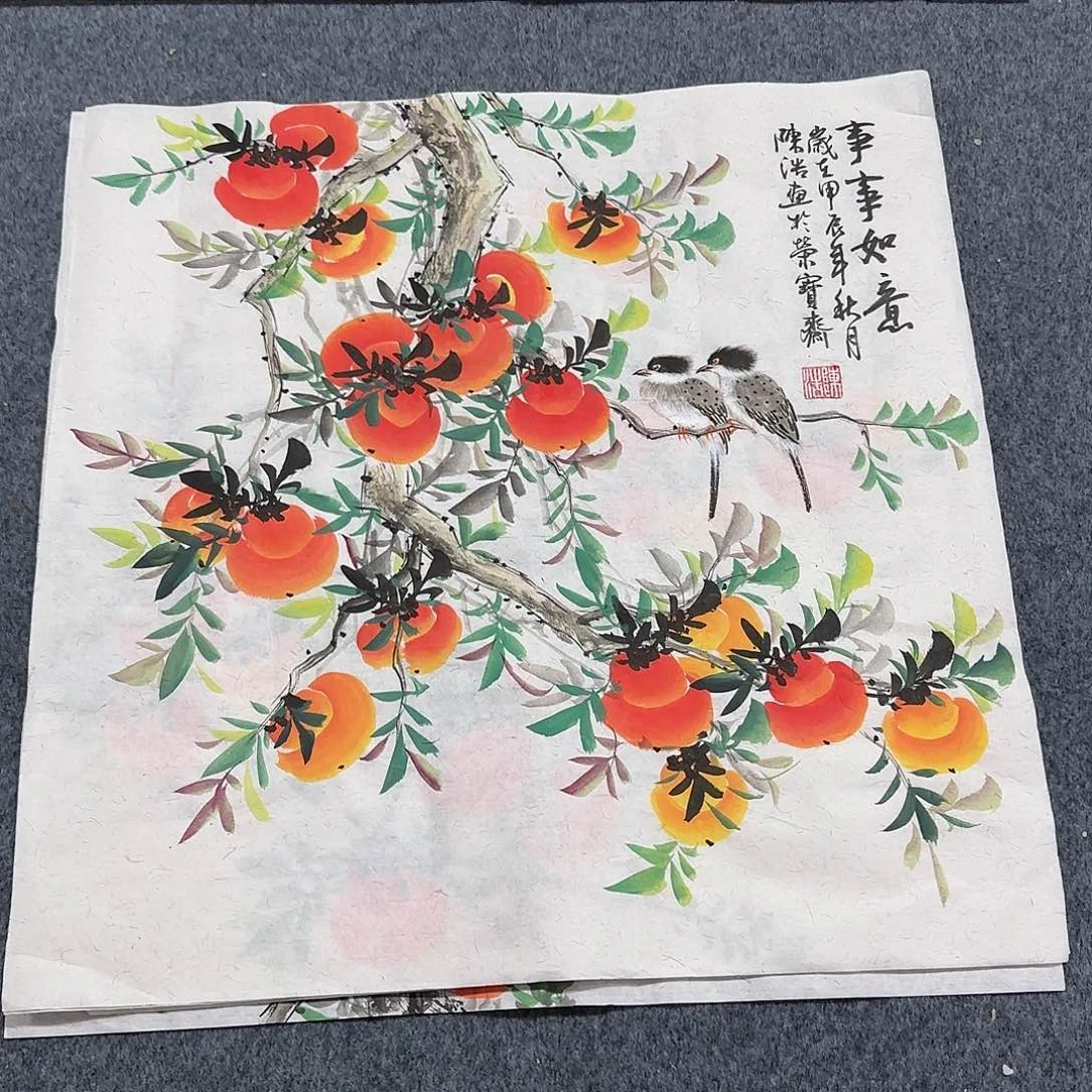 国画尺寸50x50纯手绘作品