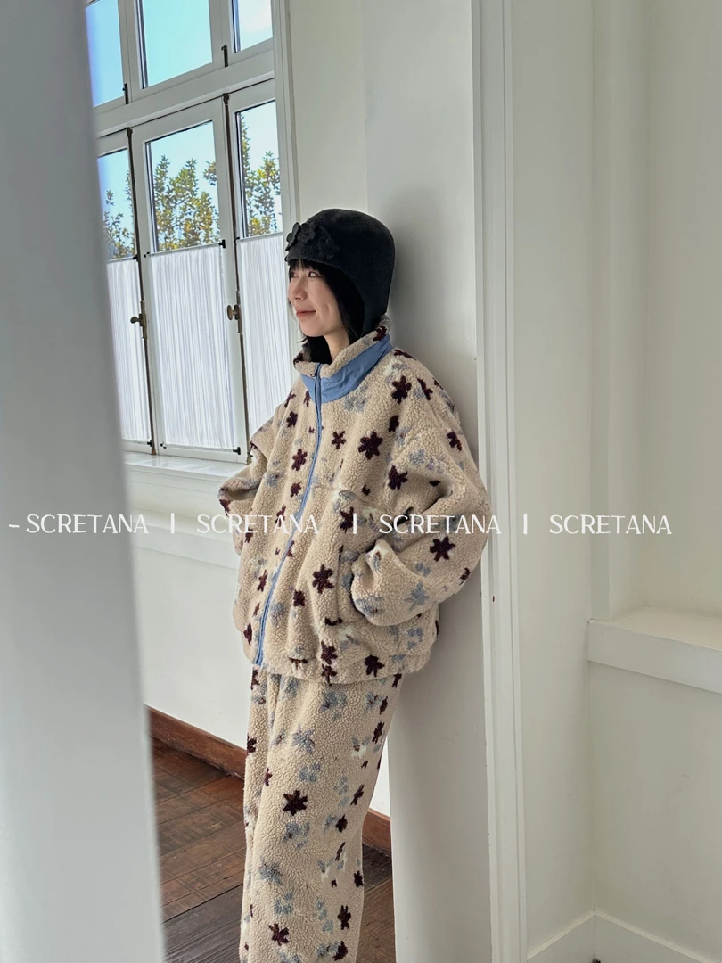 SCRETANA/安娜的秘密元海星加绒加厚休闲简约风家居服套装