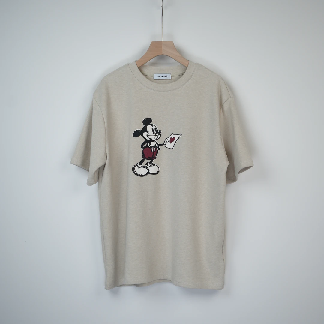 【米奇的告白信】宽松磨毛复古卡通t恤