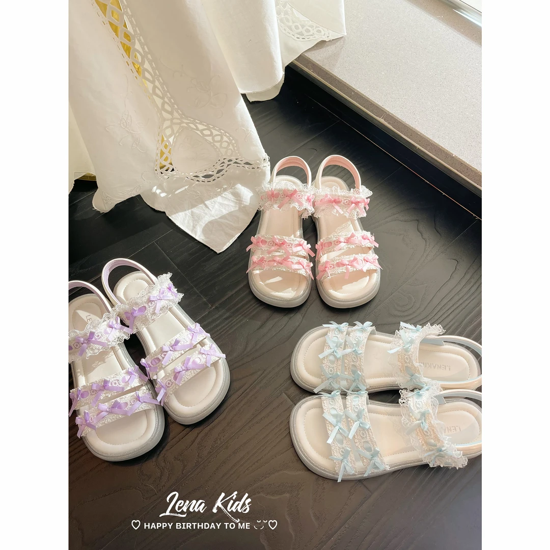 Lenakids【蕾丝边蝴蝶结小凉鞋·气质重工】Lolita气质女宝25051202