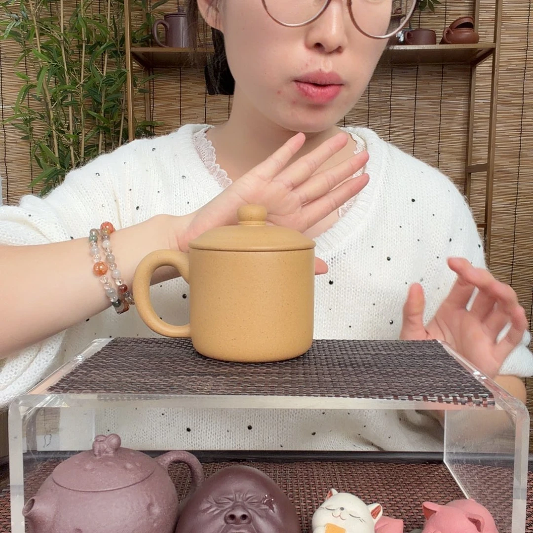 紫砂茶壶原矿黄金段小墩墩办公杯没礼盒整口痕迹400CC