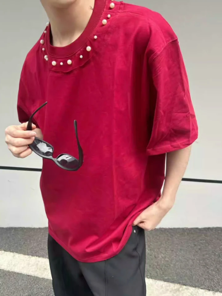 OOTD | 短袖新品–夏季休闲T恤圆领珍珠小众设计感纯色上衣潮时尚