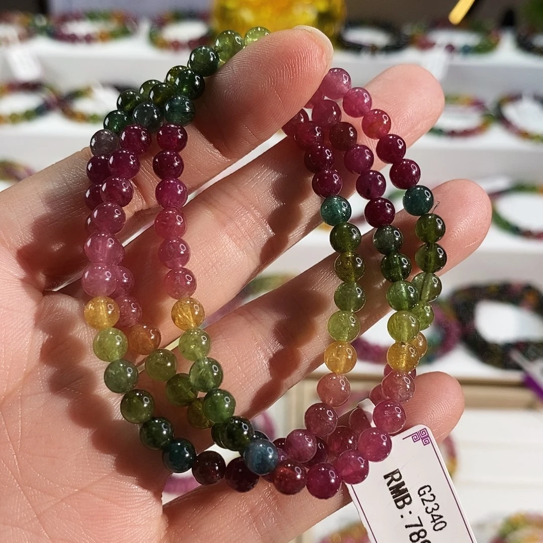 碧玺手链未镶嵌G2340三圈颜色微差