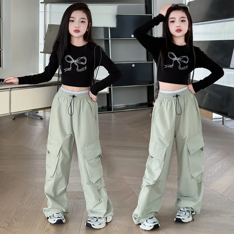 女童潮酷洋气工装休闲裤6-12谁15中大童春季夏季新款百搭工装裤