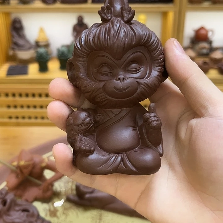 简***、紫砂茶宠紫砂卧龙凤雏猴子茶宠摆件福利价