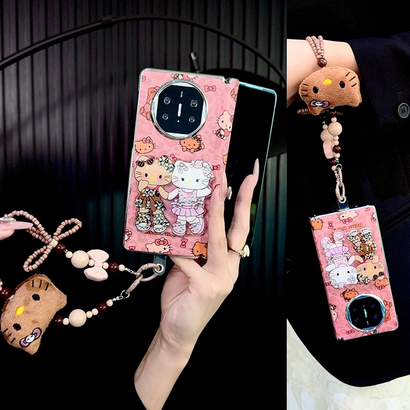 适用华为matex6手机壳折叠屏中轴x5新款x3典藏版皮质豹纹支架女款