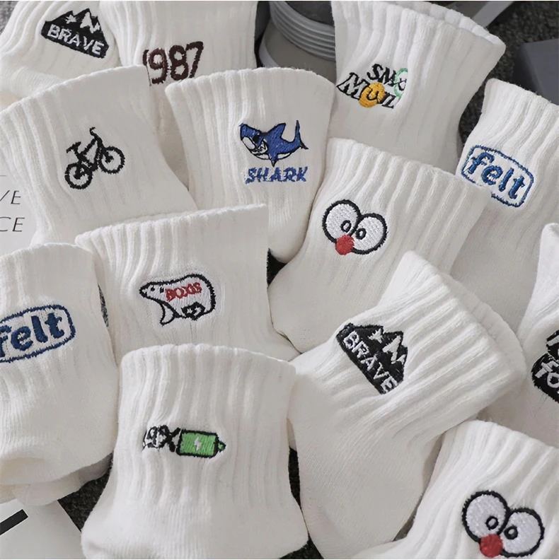 男款短袜春夏季中筒薄款透气吸汗防臭百搭白色男生运动ins潮低帮