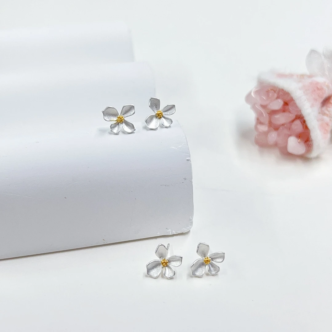 足银耳饰 【小宝珠宝】26 T19611-足银耳钉-多样性发一件-8*2mm