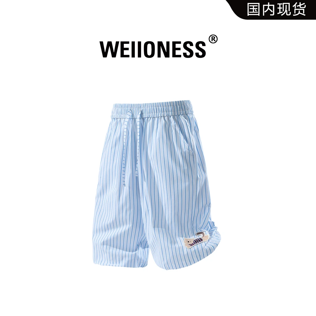WEIIONESS休闲短裤夏季男款条纹设计感五分裤薄款宽松高级感男装