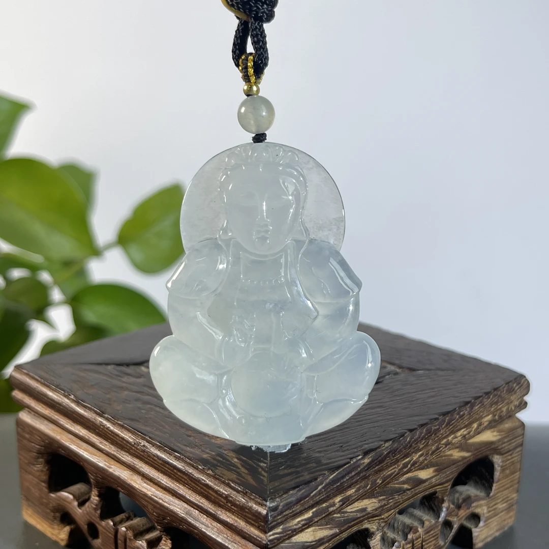 JYA25-116  天然缅甸A货翡翠  正装观音