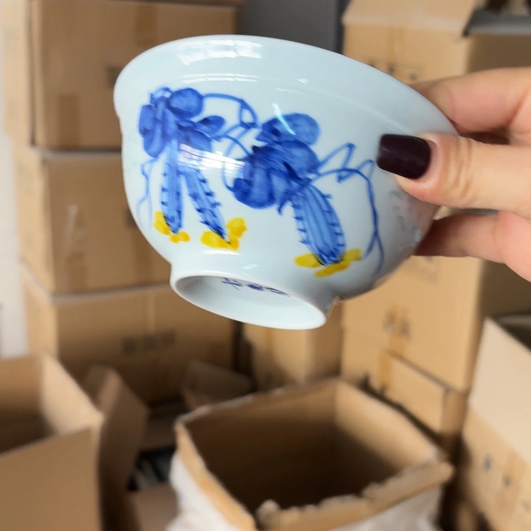 白瓷景德镇看图两个好的丝瓜米饭碗