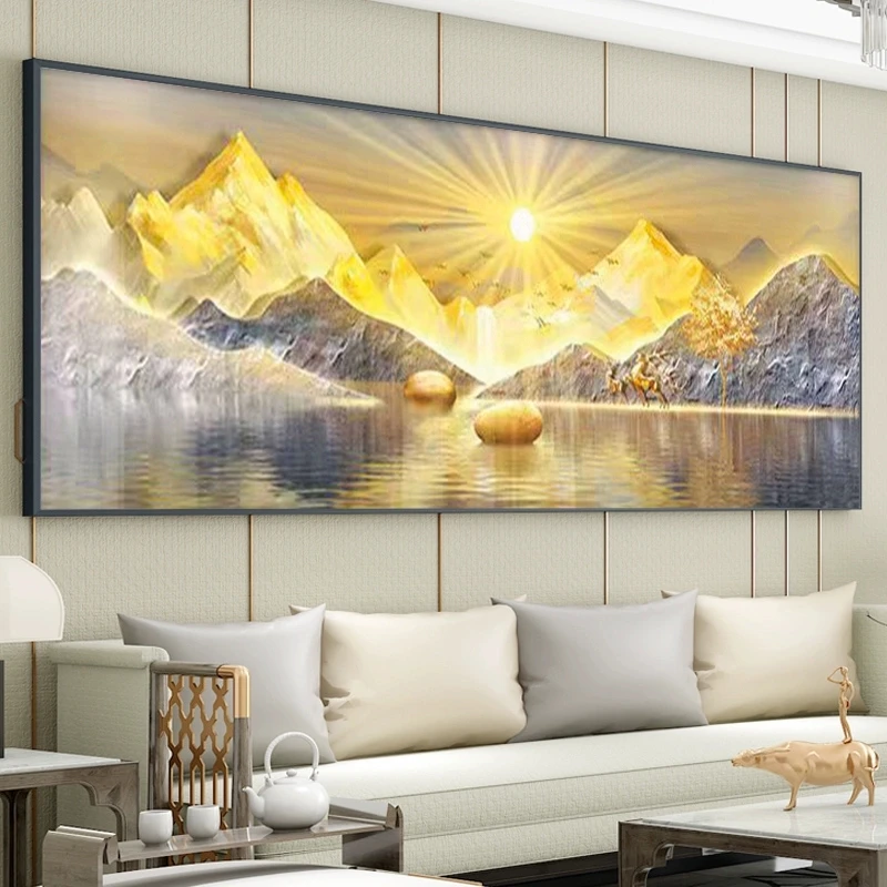 皇室蒙娜丽莎金银满山十字绣2025新款爆款客厅大幅风景山水画刺绣