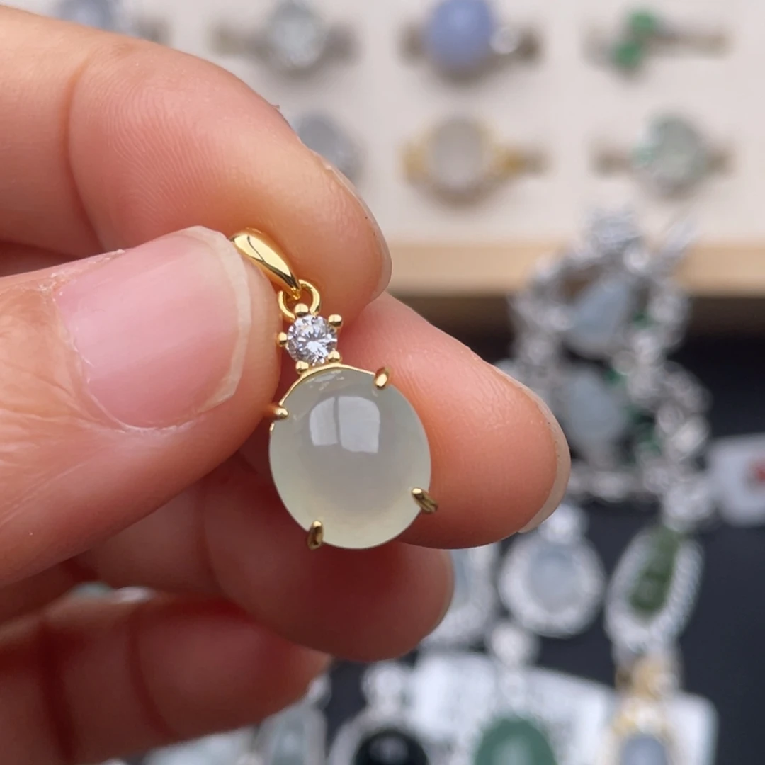 翡翠银S925镶嵌吊坠(不含链)