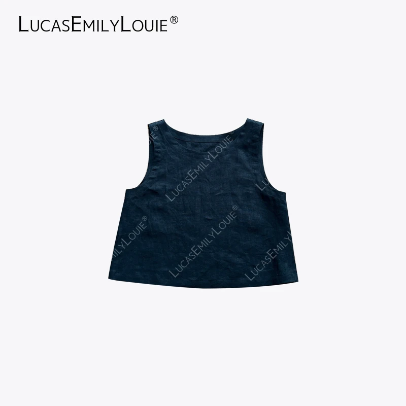 LUCASEMILYLOUIE 复古慵懒休闲纯色基础款亚麻背心2410845