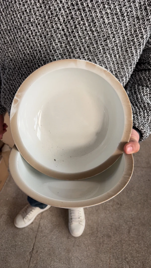 景德镇高温陶瓷玉泥胎9寸大汤盆2只