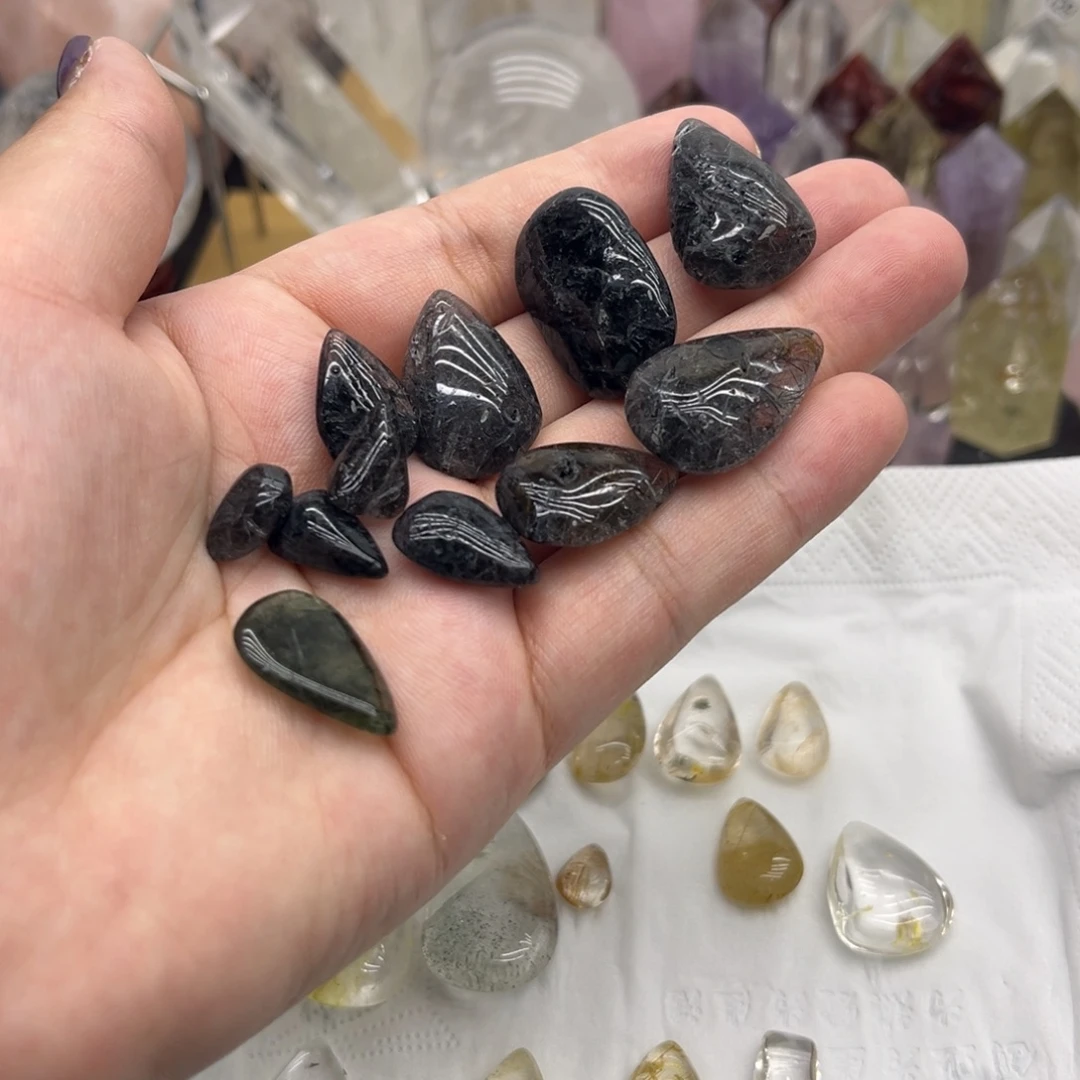 未镶嵌珠宝半成品水晶24 黑发晶牌