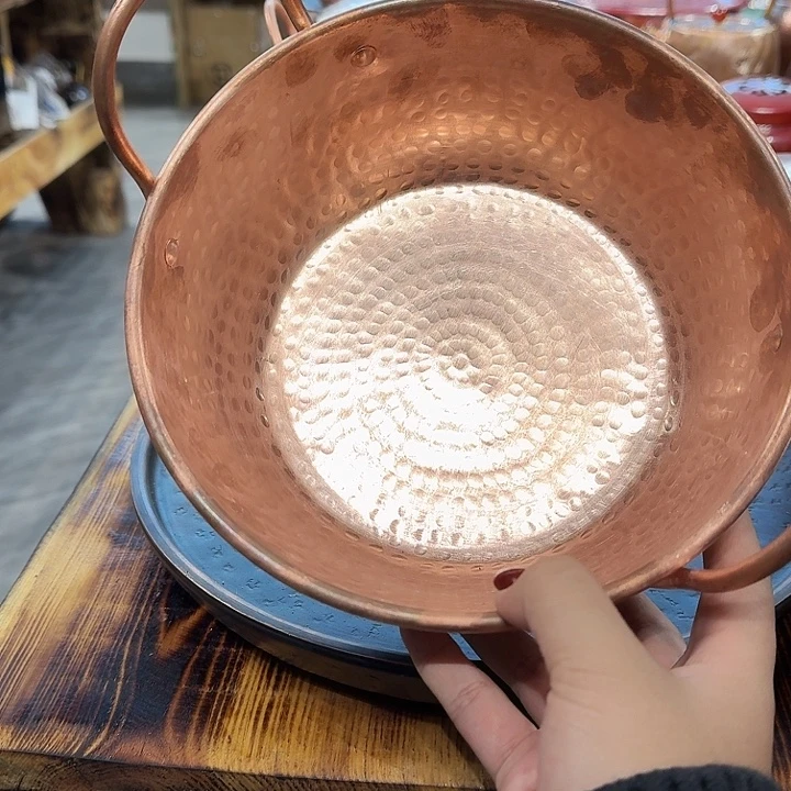 紫铜手工双耳锅20口径