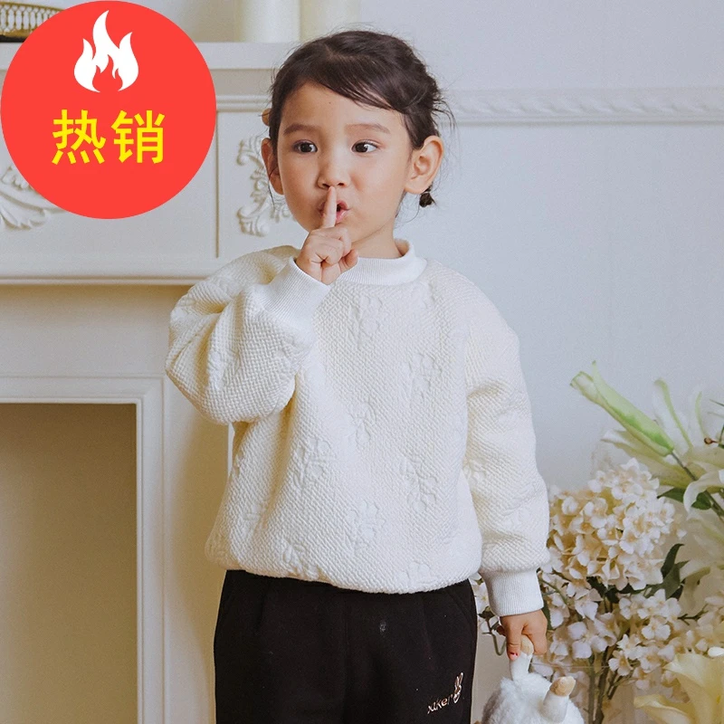 品牌女童加绒卫衣秋冬中小童新款儿童上衣保暖童装DGE37262