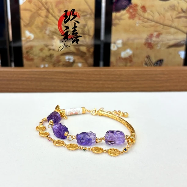 【二妹推荐】高透体紫水貔貅半镯手链 0929 B80603203 多样性发一