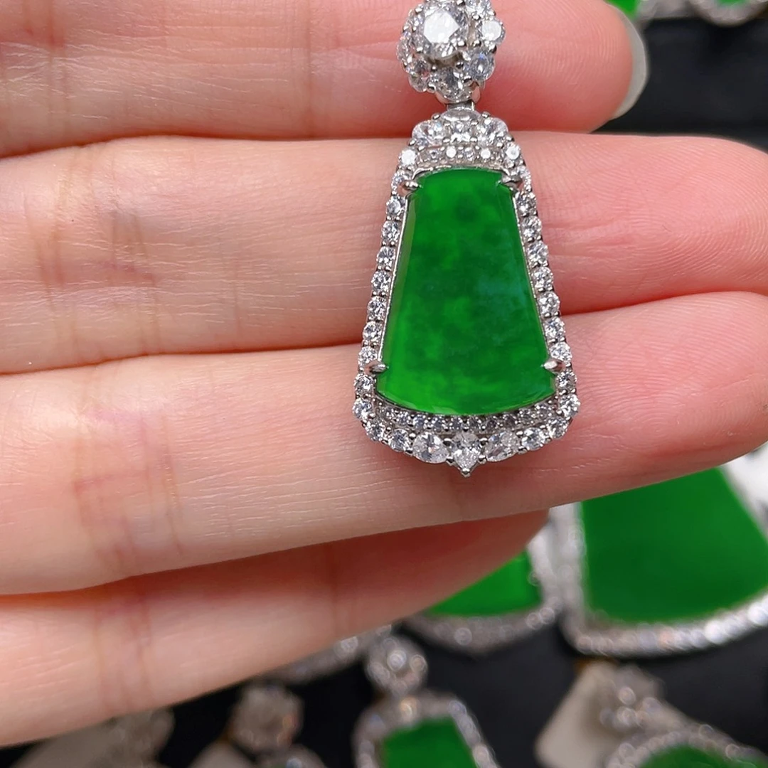 吊坠(不含链)银S925镶嵌翡翠吊坠