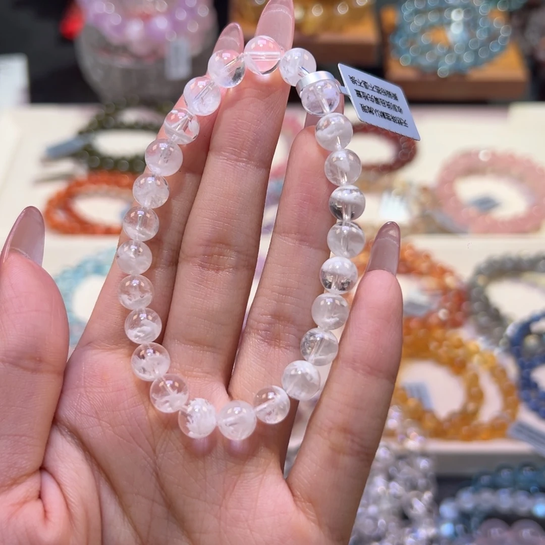 水晶手串未镶嵌枍*7m天花板级冰川白雪花幽灵