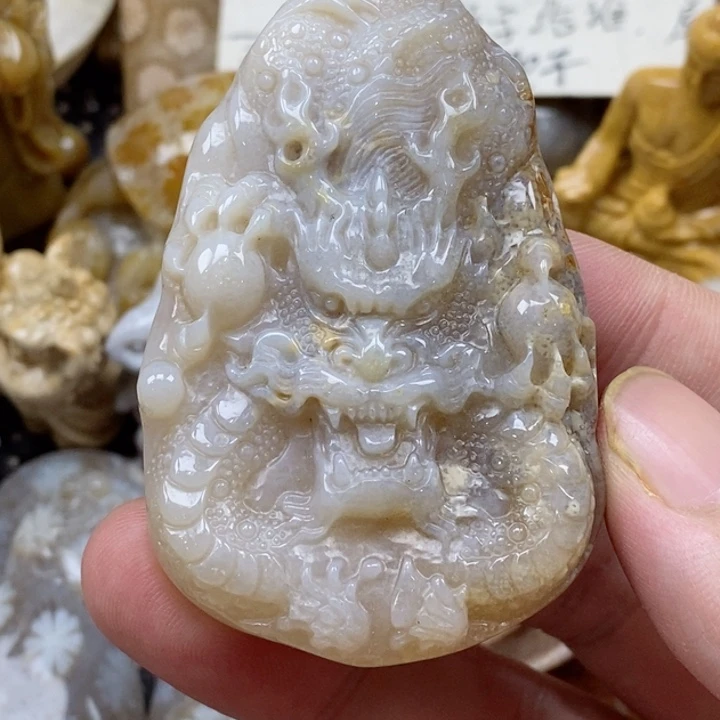 颈饰未镶嵌硅化珊瑚（珊瑚玉）