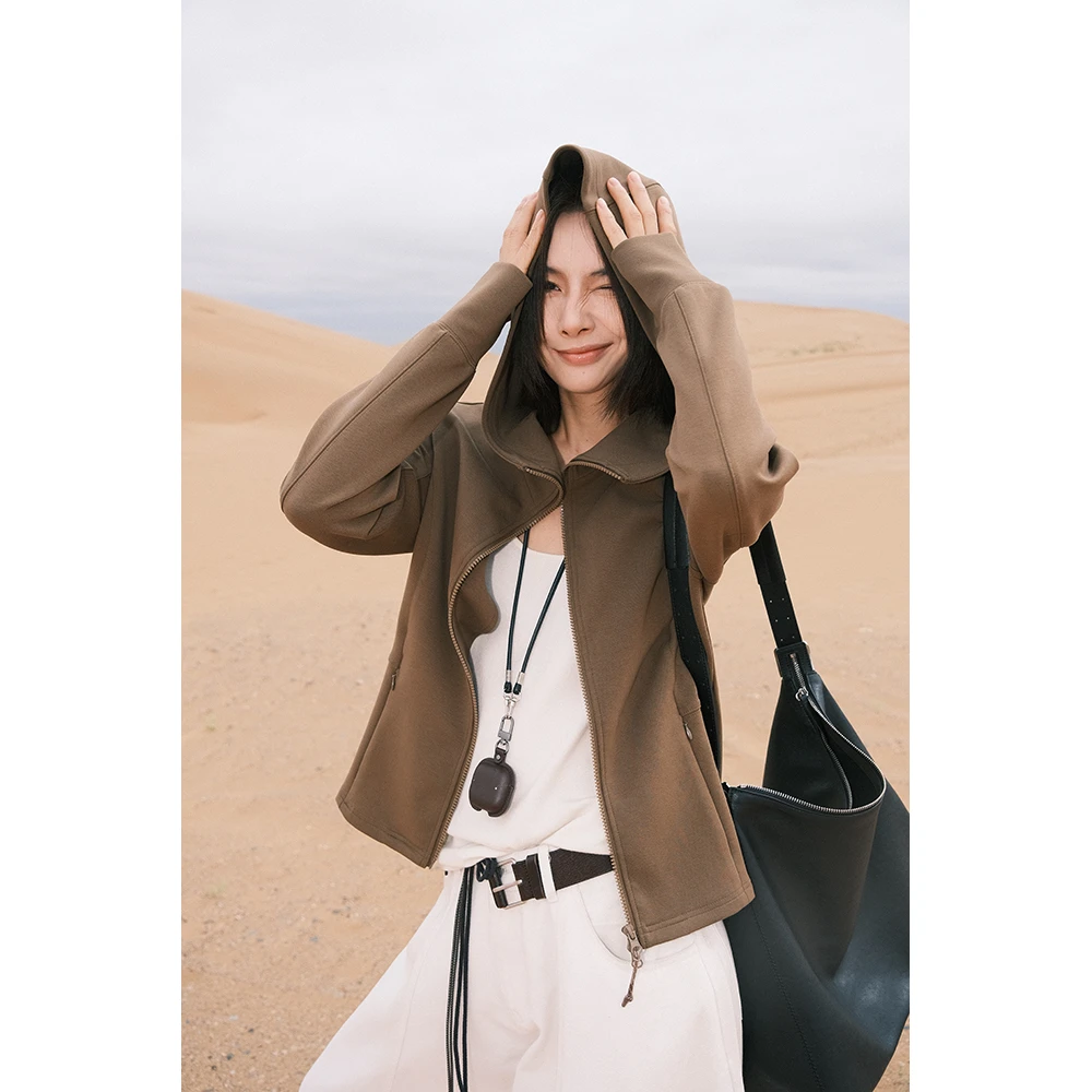 JCCC影子【琥珀/明茶褐】茶咖色连帽修身卫衣内搭/外套JE5BBS24