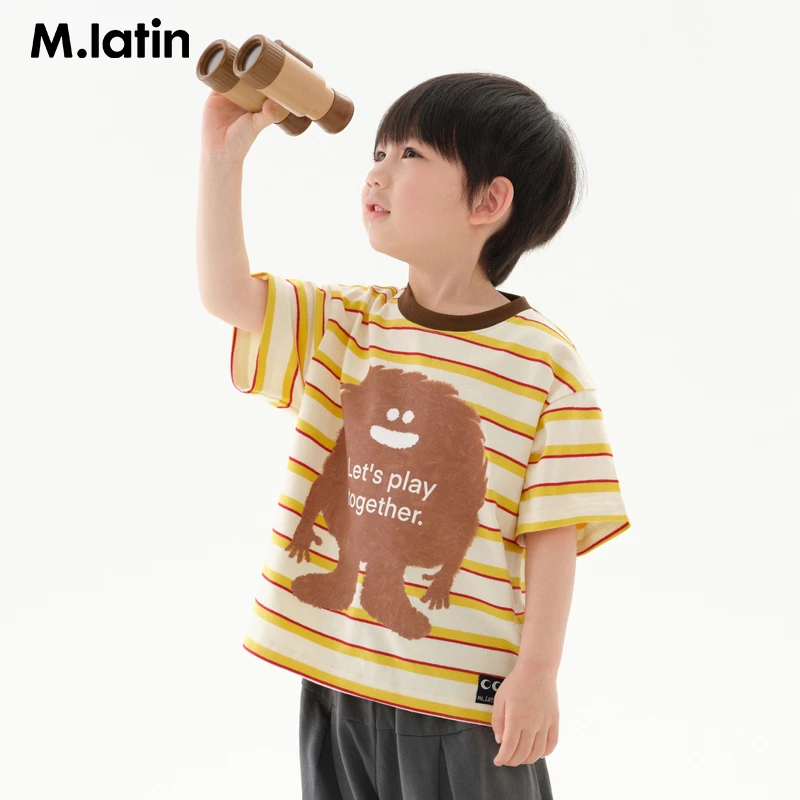 马拉丁童装T恤25夏新款男女童数码印花色织短袖T恤