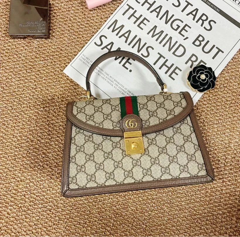 99新 GUCCI/古驰 ophidia帆布拼接单肩包/1802