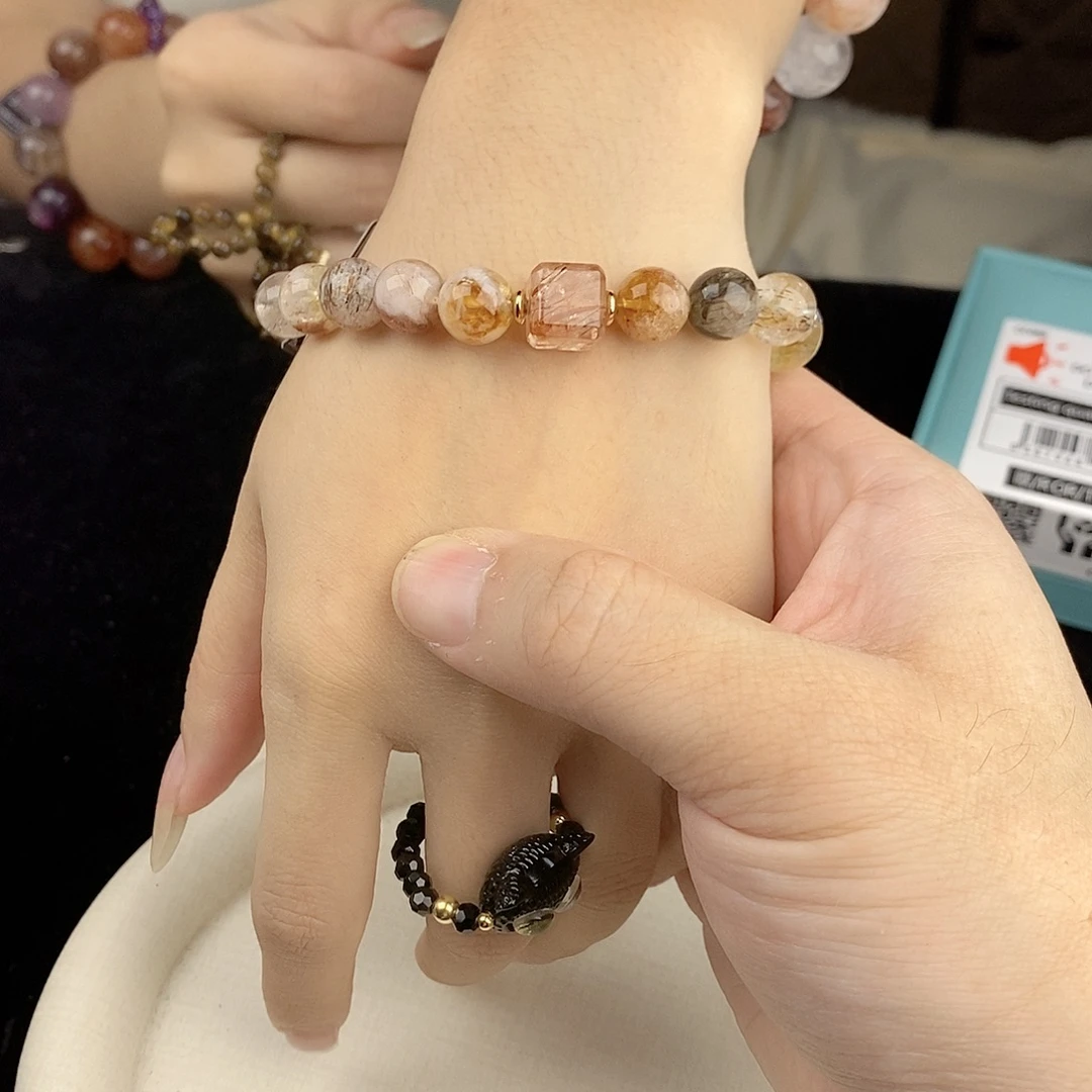 银S925镀金镶嵌手链水晶