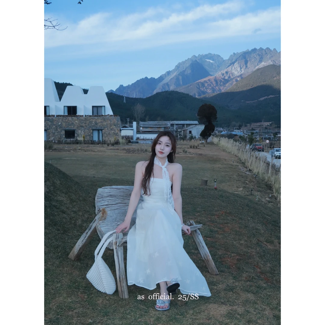 手版型了！！又仙又少女  绣花抹胸连衣裙(配飘带)  22333#  LKZ