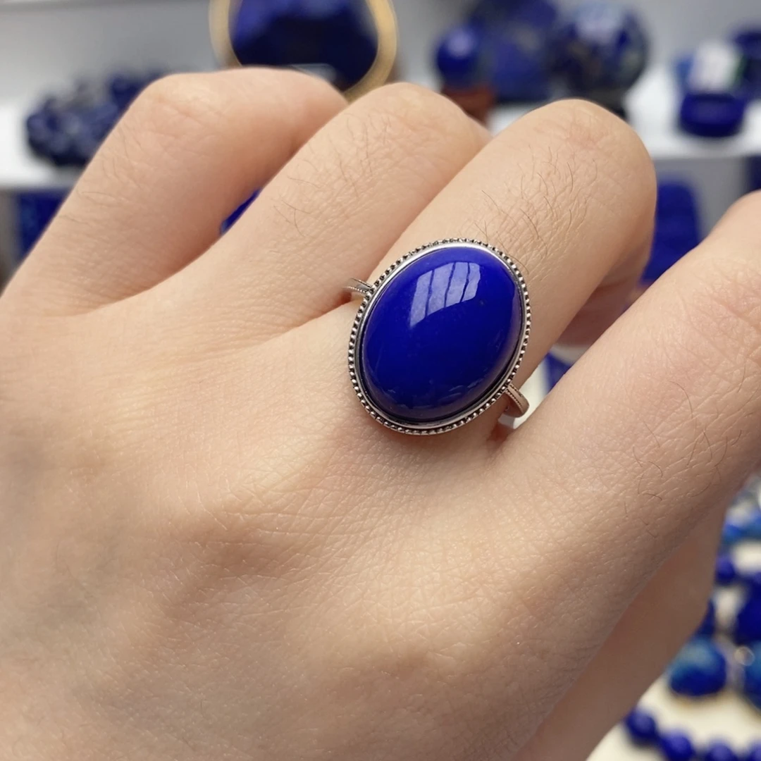 青金石银S925镶嵌戒指