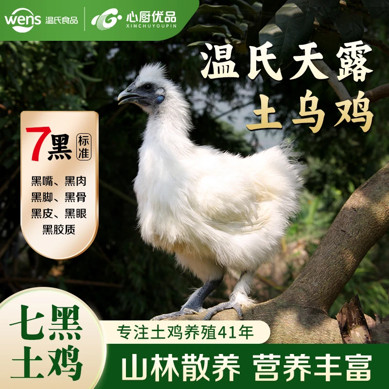 【推荐】温氏天露乌骨鸡净重2斤（两只）供港品质农家土乌鸡