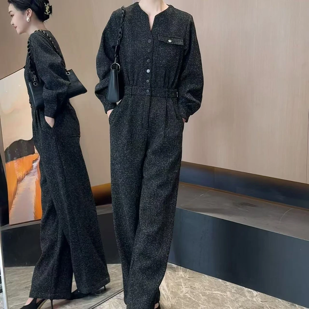 华姐定制--[H15F]法式气质优雅减龄高级感宽松显瘦一体式连体裤女