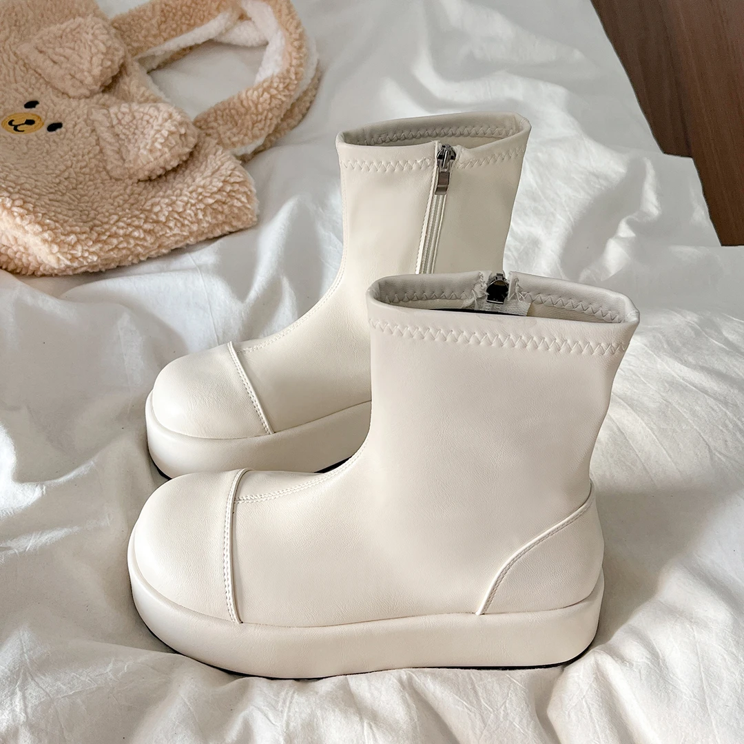 厚底增高马丁靴女2025新款秋季英伦风时尚百搭小个子显瘦松糕短靴