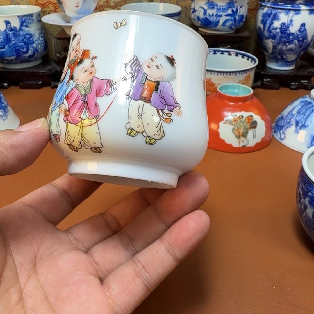 千***然陶杯子景德镇全手工手绘陶瓷