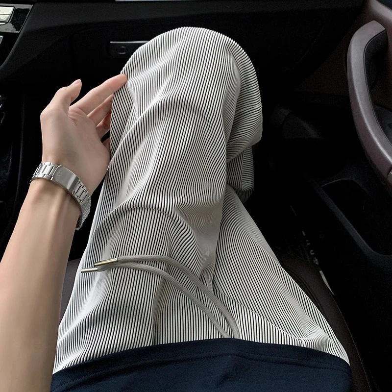 【薄款运动阔腿裤】仓石一树青年黑白条纹冰丝裤夏季速干垂感休闲裤