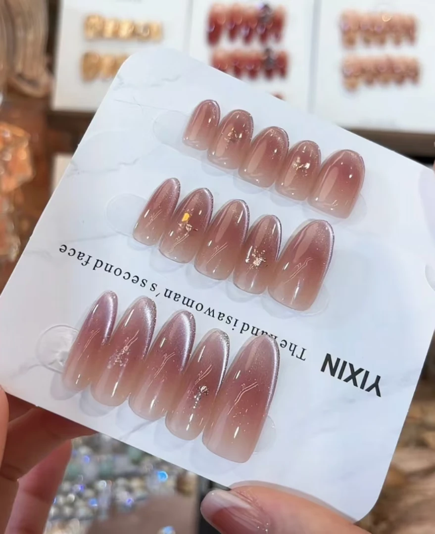 梦幻紫荆-壹心纯手工穿戴甲 美甲贴片可拆卸假指甲10片装