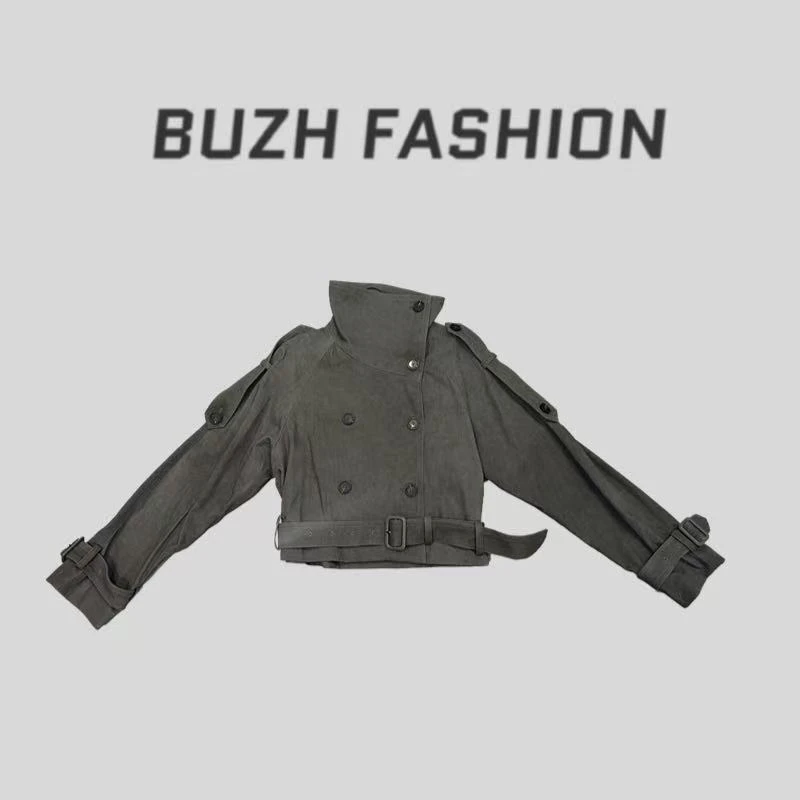 BUZH2025新款个性潮流立领下摆带收腰短款休闲外套