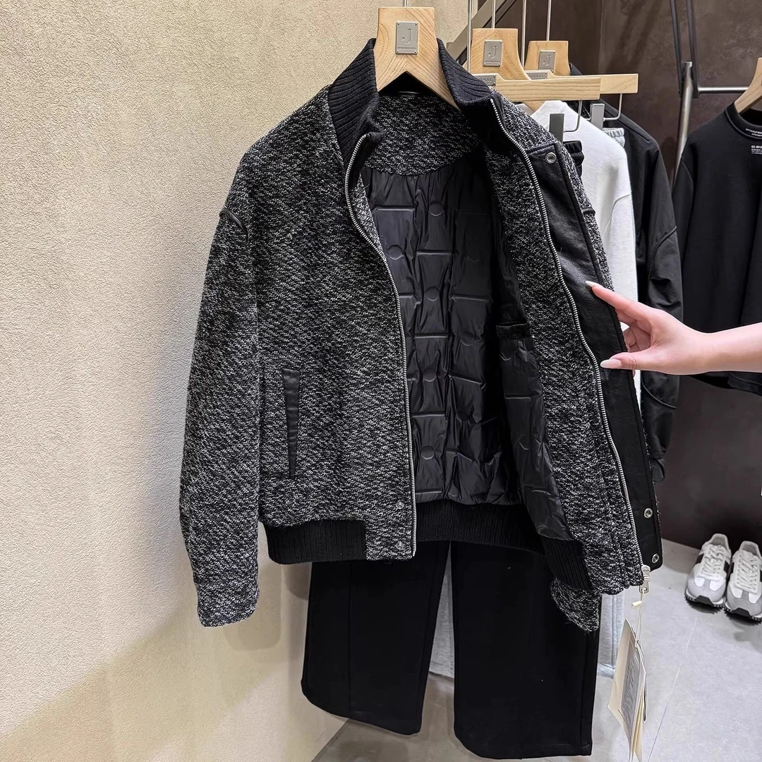 鹅绒！懂货的兄弟！国标90绒！3000+ 绵羊毛混纱粗针男士羽绒服潮