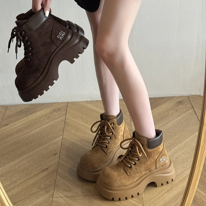 真皮复古马丁靴厚底英伦风牛皮秋季系带真皮复古马丁靴厚底英伦风